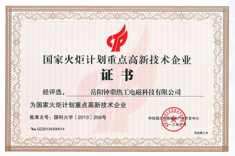 重點高新技術企業證書